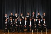 1 November 2024; Uachtarán Chumann Lúthchleas Gael Jarlath Burns, centre front, with back row, from left, Oisin Conaty of Armagh, Paul Conroy of Galway, Dylan McHugh of Galway, Rob Finnerty of Galway, John Maher of Galway, Ben Crealey of Armagh, Rian O’Neill of Armagh and Oisín Gallen of Donegal, with front row, from left, Peadar Mogan of Donegal, Conor Turbitt of Armagh, Aidan Forker of Armagh, PwC partner Michael McDaid, Gaelic Players Association chief executive Tom Parsons, Johnny McGrath of Galway, Craig Lennon of Louth, and Barry McCambridge of Armagh with their PwC GAA/GPA All-Star Awards during the 2024 PwC GAA/GPA All-Star Awards at the RDS in Dublin. Photo by Sam Barnes/Sportsfile