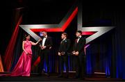 1 November 2024; Gearóid Hegarty of Limerick is interviewed by MC Joanne Cantwell of RTÉ during the 2024 PwC GAA/GPA All-Star Awards at the RDS in Dublin. Photo by Brendan Moran/Sportsfile