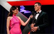 1 November 2024; Nickie Quaid of Limerick is interviewed by MC Joanne Cantwell of RTÉ during the 2024 PwC GAA/GPA All-Star Awards at the RDS in Dublin. Photo by Brendan Moran/Sportsfile
