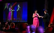 1 November 2024; MC's Joanne Cantwell and Marty Morrissey of RTÉ during the 2024 PwC GAA/GPA All-Star Awards at the RDS in Dublin. Photo by Brendan Moran/Sportsfile