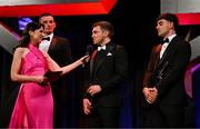1 November 2024; Shane O’Donnell of Clare is interviewed by MC Joanne Cantwell of RTÉ during the 2024 PwC GAA/GPA All-Star Awards at the RDS in Dublin. Photo by Brendan Moran/Sportsfile