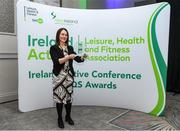 5 November 2024; Tina Dowling from The Watershed, Kilkenny, who received an award for Sustainable Project/Initiative Of The Year in the Leisure, Health and Fitness Industry, during the 2024 National Quality Standard Awards ceremony at the Killashee Hotel in Naas, Kildare. Photo by Matt Browne/Sportsfile