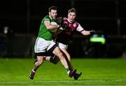 2 November 2024; Fergal McAliskey of Derrylaughan Kevin Barry's in action against Connor Cassidy of Termon during the AIB Ulster GAA Intermediate Club Football Championship Round 1 match between Derrylaughan Kevin Barrys and Termon at O'Neill's Healy Park in Omagh, Tyrone. Photo by Ben McShane/Sportsfile