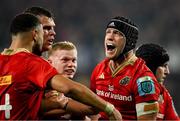 2 November 2024; Mike Haley of Munster celebrates after scoring his side's first try during the match between Munster and All Blacks XV at Thomond Park in Limerick. Photo by Brendan Moran/Sportsfile