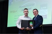 5 November 2024; John Windle, Chairperson of Ireland Action, presents the Award for Fitness Award to DCU Morton Stadium during the 2024 National Quality Standard Awards ceremony at the Killashee Hotel in Naas, Kildare. Photo by Matt Browne/Sportsfile