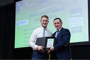 5 November 2024; John Windle, Chairperson of Ireland Action, presents the Award for Hotel Leisure Awards to Druids Glen Hotel during the 2024 National Quality Standard Awards ceremony at the Killashee Hotel in Naas, Kildare. Photo by Matt Browne/Sportsfile