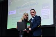 5 November 2024; John Windle, Chairperson of Ireland Action, presents the Award for Hotel Leisure Awards to Kinsale Hotel and Spa during the 2024 National Quality Standard Awards ceremony at the Killashee Hotel in Naas, Kildare. Photo by Matt Browne/Sportsfile