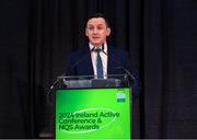 5 November 2024; John Windle, Chairperson of Ireland Action, during the 2024 National Quality Standard Awards ceremony at the Killashee Hotel in Naas, Kildare. Photo by Matt Browne/Sportsfile