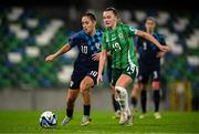 29 October 2024; Emily Wilson of Northern Ireland in action against Izabela Lojna of Croatia during the UEFA Women's EURO 2025 Play-Off Round 1 Second Leg match between Northern Ireland and Croatia at the National Football Stadium in Windsor Park, Belfast. Photo by Ramsey Cardy/Sportsfile
