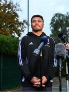 4 November 2024; Caleb Clarke during a New Zealand rugby squad media conference at the Belfield Bowl in UCD, Dublin. Photo by David Fitzgerald/Sportsfile