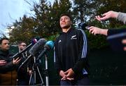 4 November 2024; Caleb Clarke during a New Zealand rugby squad media conference at the Belfield Bowl in UCD, Dublin. Photo by David Fitzgerald/Sportsfile
