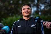 4 November 2024; Caleb Clarke during a New Zealand rugby squad media conference at the Belfield Bowl in UCD, Dublin. Photo by David Fitzgerald/Sportsfile