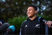4 November 2024; Caleb Clarke during a New Zealand rugby squad media conference at the Belfield Bowl in UCD, Dublin. Photo by David Fitzgerald/Sportsfile