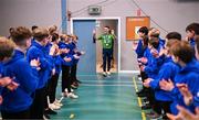 5 November 2024; Olympic Champion in Gymnastics, Rhys McClenaghan, visits Movilla High School in Newtownards, Down. As an ambassador with Dare to Believe, the Olympic Schools Programme, Rhys inspires the next generation of school children to believe in themselves and follow their dreams. Photo by Ramsey Cardy/Sportsfile