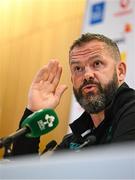 6 November 2024; Head coach Andy Farrell during an Ireland Rugby media conference at the Aviva Stadium in Dublin. Photo by Seb Daly/Sportsfile