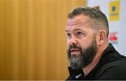 6 November 2024; Head coach Andy Farrell during an Ireland Rugby media conference at the Aviva Stadium in Dublin. Photo by Seb Daly/Sportsfile