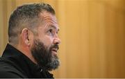 6 November 2024; Head coach Andy Farrell during an Ireland Rugby media conference at the Aviva Stadium in Dublin. Photo by Seb Daly/Sportsfile