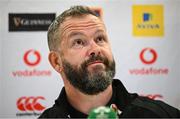 6 November 2024; Head coach Andy Farrell during an Ireland Rugby media conference at the Aviva Stadium in Dublin. Photo by Seb Daly/Sportsfile