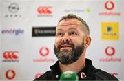 6 November 2024; Head coach Andy Farrell during an Ireland Rugby media conference at the Aviva Stadium in Dublin. Photo by Seb Daly/Sportsfile