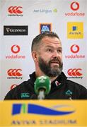 6 November 2024; Head coach Andy Farrell during an Ireland Rugby media conference at the Aviva Stadium in Dublin. Photo by Seb Daly/Sportsfile