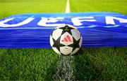 6 November 2024; A general view of the match ball before the UEFA Youth League second round 2nd leg match between UCD and 2 Korriku at UCD Bowl in Dublin. Photo by Tyler Miller/Sportsfile