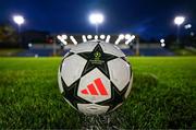 6 November 2024; A general view of the match ball before the UEFA Youth League second round 2nd leg match between UCD and 2 Korriku at UCD Bowl in Dublin. Photo by Tyler Miller/Sportsfile