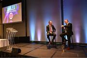 8 November 2024; John Knox of The Kilkenny People, right, is interviewed by GAA Director of Communications Alan Milton during the 2023 GAA MacNamee Awards at Croke Park in Dublin. Photo by Piaras Ó Mídheach/Sportsfile