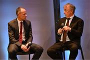 8 November 2024; John Knox of The Kilkenny People, right, is interviewed by GAA Director of Communications Alan Milton during the 2023 GAA MacNamee Awards at Croke Park in Dublin. Photo by Piaras Ó Mídheach/Sportsfile