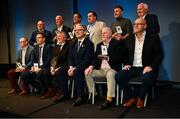 8 November 2024; 2023 MacNamee Award winners are pictured with Uachtarán Chumann Lúthchleas Gael Jarlath Burns during the 2023 GAA MacNamee Awards at Croke Park in Dublin. Photo by Piaras Ó Mídheach/Sportsfile