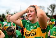 9 November 2024; Sarah Lavin of Kilcock celebrates after her side's victory in the 2024 AIB Leinster LGFA Junior Club Championship final between Baile Dubh Tíre and Kilcock at Coralstown/Kinnegad GAA in Westmeath. Photo by Tyler Miller/Sportsfile