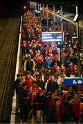 9 November 2024; Cuala supporters make their way out of Newbridge train station to the stadium before the AIB Leinster GAA Senior Club Football Championship quarter-final match between Naas and Cuala at Cedral St Conleth's Park in Newbridge, Kildare. Photo by Piaras Ó Mídheach/Sportsfile