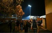 9 November 2024; Spectators make their way into the stadium, for the first ever match under floodlights at the venue, before the AIB Leinster GAA Senior Club Football Championship quarter-final match between Naas and Cuala at Cedral St Conleth's Park in Newbridge, Kildare. Photo by Piaras Ó Mídheach/Sportsfile