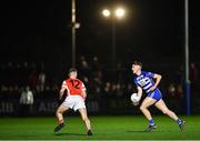 9 November 2024; Paddy McDermot of Naas in action against Cal Doran of Cuala during the AIB Leinster GAA Senior Club Football Championship quarter-final match between Naas and Cuala at Cedral St Conleth's Park in Newbridge, Kildare. Photo by Piaras Ó Mídheach/Sportsfile