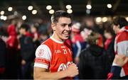 9 November 2024; Conor Groarke of Cuala celebrates after his side's victory in the AIB Leinster GAA Senior Club Football Championship quarter-final match between Naas and Cuala at Cedral St Conleth's Park in Newbridge, Kildare. Photo by Piaras Ó Mídheach/Sportsfile