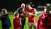 9 November 2024; Con O'Callaghan of Cuala on facetime to a friend after his side's victory in the AIB Leinster GAA Senior Club Football Championship quarter-final match between Naas and Cuala at Cedral St Conleth's Park in Newbridge, Kildare. Photo by Piaras Ó Mídheach/Sportsfile