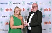 9 November 2024; Sport Ireland high performance director Paul McDermott is presented with a President’s Award, for the important work he does in administration, by Olympic Federation of Ireland president Sarah Keane. Photo by Brendan Moran/Sportsfile