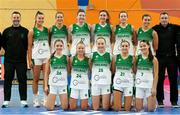 10 November 2024; The Ireland team before the FIBA Women's Europe Eurobasket 2025 Championship qualifier match between Ireland and Israel at the Rimi Olympic Centre in Riga, Latvia. Photo by Oksana Dzadan/Sportsfile