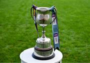 10 November 2024; The Cup on display before the 2024 AIB Leinster LGFA Senior Club Final between Eadestown and Kilmacud Crokes at Glenisk O’Connor Park in Tullamore, Offaly. Photo by Ray McManus/Sportsfile