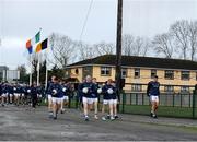 10 November 2024; Castlehaven players make their way out for the warm up before the AIB Munster GAA Senior Club Football Championship quarter-final match between Dr Crokes and Castlehaven at Lewis Road in Killarney, Kerry. Photo by Michael P Ryan/Sportsfile