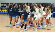 10 November 2024; The Ireland and Israel teams exchange gifts before the FIBA Women's Europe Eurobasket 2025 Championship qualifier match between Ireland and Israel at the Rimi Olympic Centre in Riga, Latvia. Photo by Oksana Dzadan/Sportsfile