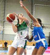 10 November 2024; Kate Hickey of Ireland in action against Jennie Simms of Israel during the FIBA Women's Europe Eurobasket 2025 Championship qualifier match between Ireland and Israel at the Rimi Olympic Centre in Riga, Latvia. Photo by Oksana Dzadan/Sportsfile