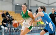 10 November 2024; Sarah Hickey of Ireland in action against Eden Rotberg of Israel during the FIBA Women's Europe Eurobasket 2025 Championship qualifier match between Ireland and Israel at the Rimi Olympic Centre in Riga, Latvia. Photo by Oksana Dzadan/Sportsfile