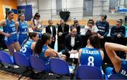 10 November 2024; Israel head coach Sharon Drucker speaks to his players during a timeout in the FIBA Women's Europe Eurobasket 2025 Championship qualifier match between Ireland and Israel at the Rimi Olympic Centre in Riga, Latvia. Photo by Oksana Dzadan/Sportsfile