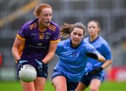 10 November 2024; Niamh Cotter of Kilmacud Crokes in action against Alannah Kelly of Eadestown during the 2024 AIB Leinster LGFA Senior Club Final between Eadestown and Kilmacud Crokes at Glenisk O’Connor Park in Tullamore, Offaly. Photo by Ray McManus/Sportsfile