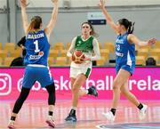 10 November 2024; Bridget Herlihy of Ireland in action against Alyssa Baron and Eden Zipel of Israel during the FIBA Women's Europe Eurobasket 2025 Championship qualifier match between Ireland and Israel at the Rimi Olympic Centre in Riga, Latvia. Photo by Oksana Dzadan/Sportsfile