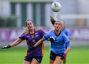 10 November 2024; Áine Mernagh of Eadestown in action against Éabha Rutledge of Kilmacud Crokes during the 2024 AIB Leinster LGFA Senior Club Final between Eadestown and Kilmacud Crokes at Glenisk O’Connor Park in Tullamore, Offaly. Photo by Ray McManus/Sportsfile