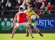 10 November 2024; Kieran Molloy of Corofin in action against Caelim Keogh of Pádraig Pearses during the AIB Connacht GAA Senior Club Football Championship quarter-final match between Corofin and Pádraig Pearses at Tuam Stadium in Tuam, Galway. Photo by Piaras Ó Mídheach/Sportsfile