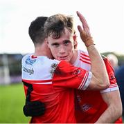 10 November 2024; Conor Harley, right, and David Murray of Pádraig Pearses celebrate after the AIB Connacht GAA Senior Club Football Championship quarter-final match between Corofin and Pádraig Pearses at Tuam Stadium in Tuam, Galway. Photo by Piaras Ó Mídheach/Sportsfile