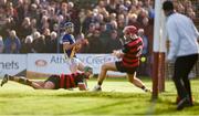 10 November 2024; Anthony Burns of Loughrea scores his side's first goal during the Galway County Senior Club Hurling Championship final match between Cappataggle and Loughrea at Kenny Park in Athenry, Galway. Photo by Tom Beary/Sportsfile