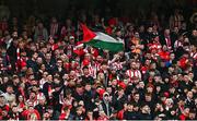 10 November 2024; A Palestine flag amongst Derry City supporters during the Sports Direct Men's FAI Cup Final match between Drogheda United and Derry City at the Aviva Stadium in Dublin. Photo by Ben McShane/Sportsfile